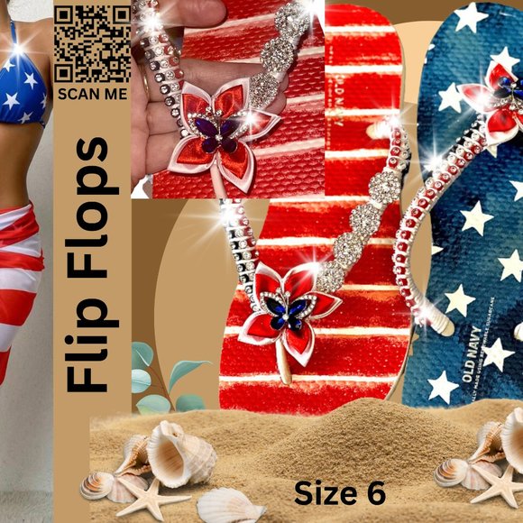 Flip Flops, Women Sandals, Girls Sandals, Ladies Shoes, Independence Day, Sz6 - Picture 3 of 15